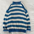 thumbnail image 6 of Mens Sweater, Fall Fashion Twotone Stripe Round Neck Male Long Sleeve Knit Sweater Jacket, Casual Daily Wear, Trendy Stripes, Soft Fabric, Men's Clothing, 6 of 7