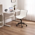 thumbnail image 3 of YOUNIKE Modern Office Chair with Wheels Adjustable Ergonomic Desk Task Chair in Mid-Back White PU Design, 3 of 8