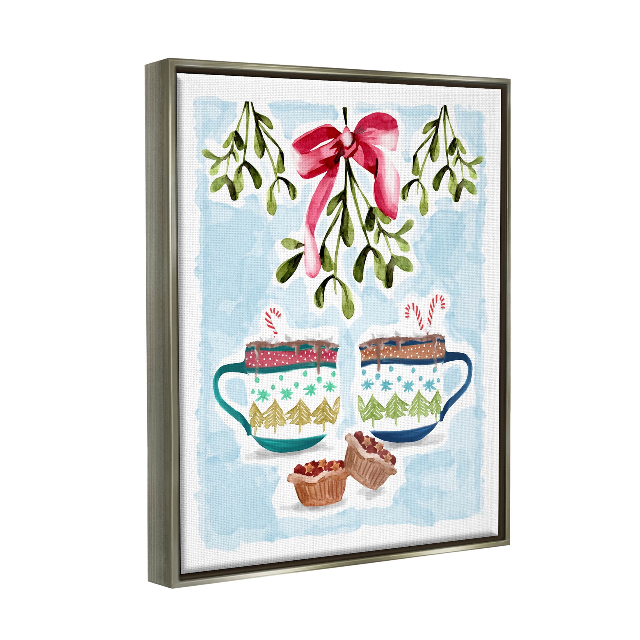 Cozy Winter Cocoa Dessert Holiday Graphic Art Luster Gray Framed Art Print Wall Art