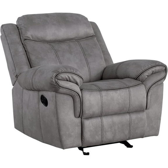 Bowery Hill Transitional Velvet Glider Motion Recliner in Gray