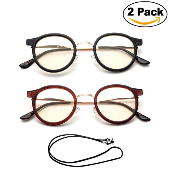 Newbee Fashion - Anti-Reflective Comfortable Computer Reading Glasses (No Magnification) Helps Eye Strain, Fatigue and Dry Eyes from Digital Devices with Anti-Blue Light, Anti-UV and Anti-Glare