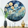 thumbnail image 1 of Designart "Blue Dandelion landscape Pointillism Dot II" Landscapes Oversized Wall Clock, 1 of 6