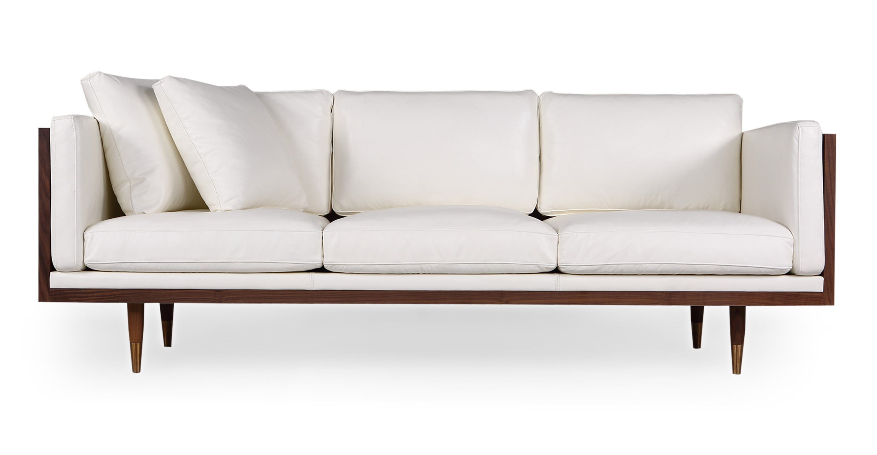 Kardiel Woodrow Lush Midcentury Modern Sofa, Aniline Leather, Walnut