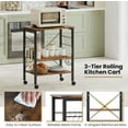thumbnail image 3 of CRXX Baker's Rack on Wheels, Kitchen Mobile Serving Cart, 3-Tier Microwave Stand with Adjustable Shelves, Coffee Bar Rolling Storage Trolley, Utility Cart Organizer for Living Room-Brown+black, 3 of 9