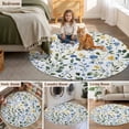 thumbnail image 5 of Blue Yellow Floral Spring Round Area Rug 3.3 FT, Non Slip Small Entryway Kitchen Mat, Summer Pastoral Botanical Green Washable Soft Circular Rug Non-Shedding Door Mat for Bathroom Playroom Kids Room, 5 of 9