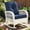 Navy Blue, variant on MEETWARM Outdoor Wicker Rocking Chair, Rattan Patio Rocker Chairs with Cushions and High Back, All-Weather Patio Wicker Chair with Safe Rocking Design for Garden Backyard Porch, Cream White/Navy