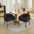 thumbnail image 4 of S-HOME Mid Century Hardwood Frame and Linen Upholstery Barrel Dining Chair, Black, 4 of 16