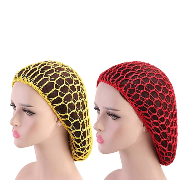 2PC Soft Rayon Knit Hair Cap, Sleeping Crochet Hairnet, Long Hair Snood, Elastic Comfortable Hair Cover, Durable Breathable Hair Protection, Christmas Thanksgiving Holiday Gift