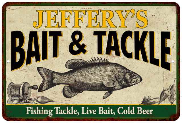 Beer & Bait Fishing Bait Retro Box Tackle Fish Rustic Metal Decor Sign 
