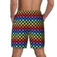 thumbnail image 4 of Goofa Rainbow Chequerboard Printed Men's Swim Trunks Board Shorts Quick Dry Mens Swimming Trunks with Compression Liner,Breathable Fit Hawaii Beach Shorts-Medium, 4 of 9