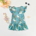 thumbnail image 2 of Actgleam Summer Toddler Girls Dress Bunny Print Flutter Sleeve A-line Ruffle Sundress,Blue Bunny,4-5Y, 2 of 9