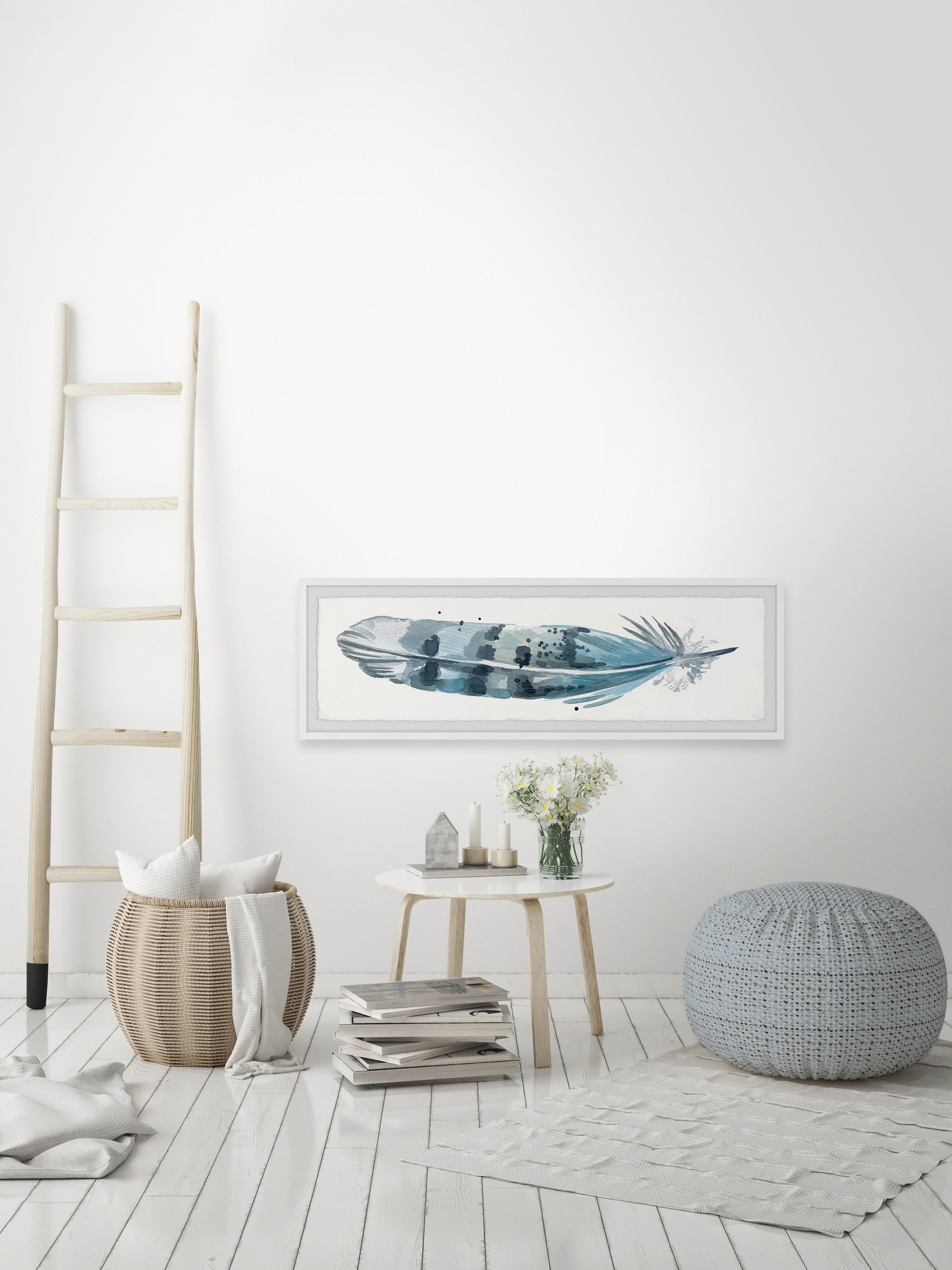 Parvez Taj Bird's Feather Framed Wall Art, 15" x 45"