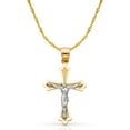 thumbnail image 1 of 14K Two Tone Gold Jesus Crucifix Cross Pendant with 1.2mm Singapore Chain Chain Necklace - 22", 1 of 4
