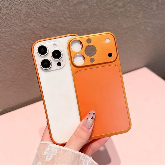 For iPhone 15 Pro Max Phone Case,Aluminum alloy Back Metal Frame 2-in-1 Design,Instantly Transform into iPhone 17 Pro Max,Ultra Slim Shockproof Anti-fall Anti-Scratch Phone Case,Orange