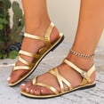 thumbnail image 2 of Dakaela Women's Flat Sandals Gladiators Casual Strappy Walking Thong Flip Flops Wide Width Bohe Summer Beach Slip on Slide Shoes Size 6, 2 of 8