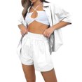 thumbnail image 2 of Sunloudy Conjunto de 2 piezas de verano a juego para mujer, camisa abotonada de media manga de color sólido + conjunto de pantalones cortos con cintura elástica para damas Sunloudy  S M L XL XXL, 2 of 7