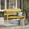 thumbnail image 3 of Dovov Oversized Outdoor Bench, Modern Patio Bench Steel Garden Bench Metal Bench Loveseat with Geometric Backrest, Yellow, 3 of 11