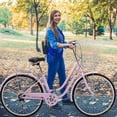 thumbnail image 6 of Ktaxon 26in Women Beach Cruiser Bike, Shimano 7‑Speed Adult City Commuter Bike with Basket, Pink, 6 of 8