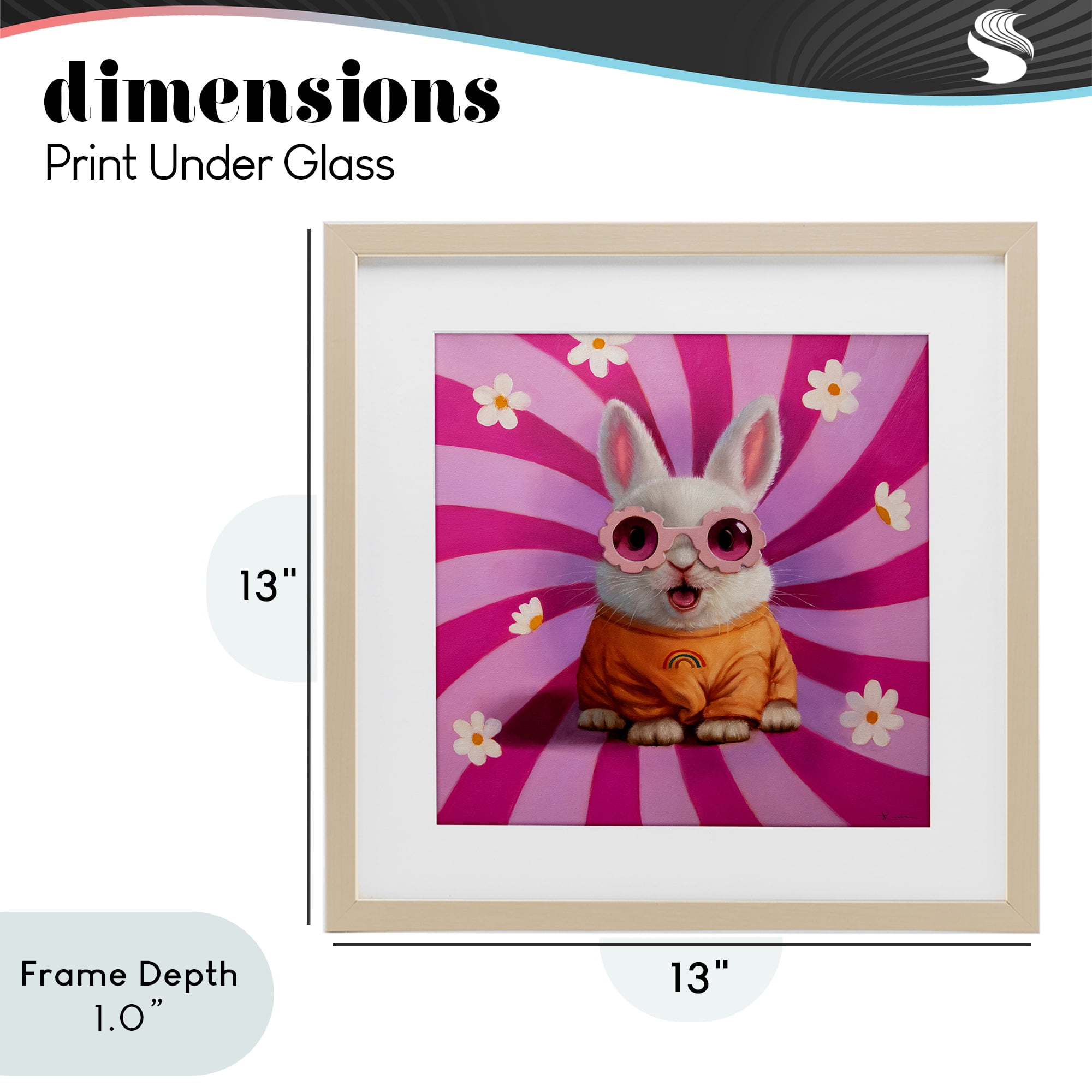 Stupell Industries Good Vibes Only Rabbit Birch Framed Print Under Glass, design by Lucia Heffernan