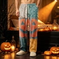 thumbnail image 5 of EANJE Halloween Pajamas for Men Loungewear Sleepwear Wide Leg Pajama Corduroy Pumpkin Ghost Bat Print High Waisted Pj Pant Plus Size Fall Drawstring Lounge Pants with Pockets Orange 2XL, 5 of 5