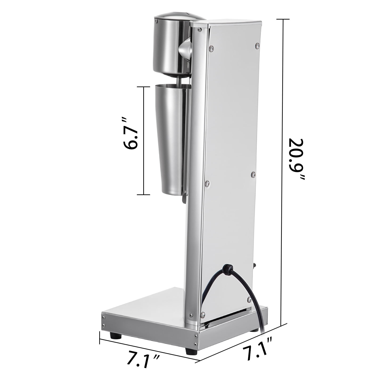 KFFKFF Electric Milkshake Maker, Durable Stainless Steel Build, 180W Power, Single Spindle, Includes 800ml Cup, Silver Finish, Dual Speed Settings