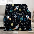 thumbnail image 2 of Solar System Space Adventure Planet Blanket for Boys Kids,Space Astronauts Throw Blanket for Couch Sofa Bed,Warm Fannel Galaxy Planet Blanket Gift（Galaxy07，60"x50", 2 of 5