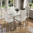 thumbnail image 2 of Tcbosik 5-Piece Dining Set, Modern Kitchen Table with Glass Top and Metal Legs, 4 Upholstered Leather Chairs, Kitchen Dining Set for Home & Dining Room, Creamy White, 2 of 8