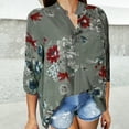 thumbnail image 6 of Plus Size Top for Women's Long Sleeve Blouse Floral Henley Shirt ALS Supplies Button Down Tunic Top, 6 of 6