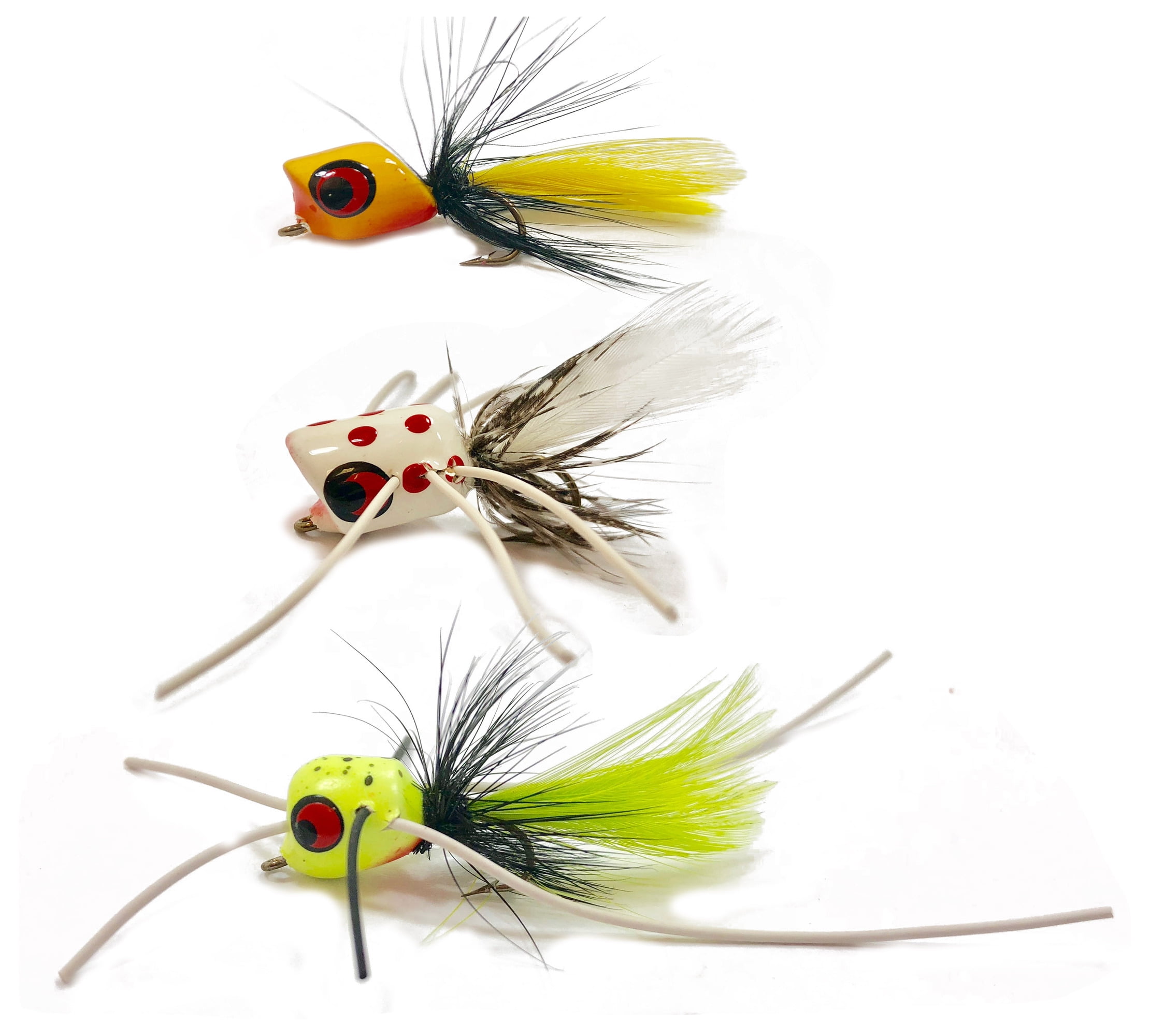 3pcs/Set Popper Fly Chartreuse Color Floating Popper Fly Fishing Lure Bass Trout 