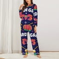 thumbnail image 2 of Honeii Happy Mardi Gras print Women's Pajama Sets Long Sleeve Button Down Sleepwear Nightwear Soft Pjs Lounge Sets-Large, 2 of 7