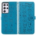thumbnail image 1 of Funda Cartera FOXDOCK para Samsung Galaxy S21 Ultra , Flip PU con Relieve de Gatos y Perros, Tarjetero y Soporte, 1 of 6