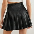 thumbnail image 7 of Womens Skirts Long Floral High Waist Pleated Solid Elegant Leather Midi Skirt With Slit, 7 of 7