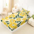 thumbnail image 4 of jejeloiu Sunny Floral Twin Sheets For Girls,Bright Print Bedding,Yellow Cream,3pcs,1 Fitted Sheet and 1 Pillowcase, 4 of 6
