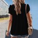 thumbnail image 3 of Tops de Encaje de Manga Corta para las Mujeres Blusa de Suéter de Cuello Redondo Sólido, Top de Fiesta Casual con Forro Interior, 3 of 8
