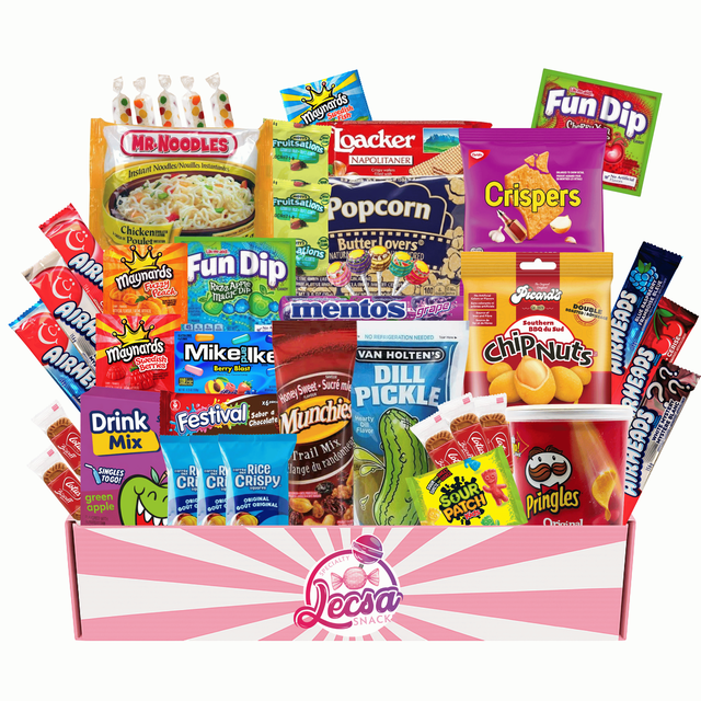 Snack Care Package – 45-Piece Variety Pack for Kids & Adults | Chips, Candy, Cookies, Noodles, Pickles, Peanuts, Popcorn, Rice Krispies & More | Gift Snack Box Basket | Lecsa Specialty Snacks