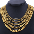 thumbnail image 2 of Necklaces for Men and Women Stainless Steel Cuban Curb Chain Gold, 2 of 7
