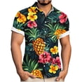 thumbnail image 2 of Ceisia Men's Pineapple Tropical Flower Print Hawaiian Shirt Short Sleeve Button Down Summer Beach Shirt Army Green XXL Gifts for Father, 2 of 7