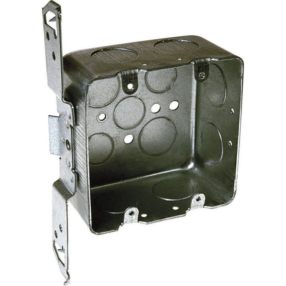 685 Outlet Box, 2-Gang Square, Steel, 4 x 2-1/8-In. - Quantity 1