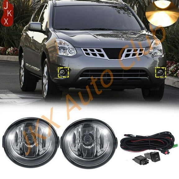 For 2011-2013 Nissan Rogue c Pair Bumper Halogen Fog Lights Lamp W/Wiring Switch