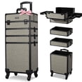 thumbnail image 1 of Byootique Rolling Makeup Train Case 4in1 Cosmetic Trolley Organizer Travel Case Lockable Salon Barber Case with Wheels for Makeup Artist Trave Nail,Rococo GainsBoro, 1 of 9