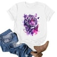 thumbnail image 2 of Jjayotai Tiger Printed Tops for Women, Vintage Tiger Graphic Tees, Summer Short Sleeve Shirts, Animal Lover T Shirts, White Blouses, Womens T Shirt White^16 S, 2 of 5
