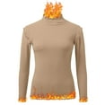 thumbnail image 4 of Aayomet Winter Tops For Women Crew Neck Lined Thermal Thermal Underwear Slim Tops Long Sleeve Thermal Shirts Thermal Underwear Top for Women Cotton,Khaki L, 4 of 5