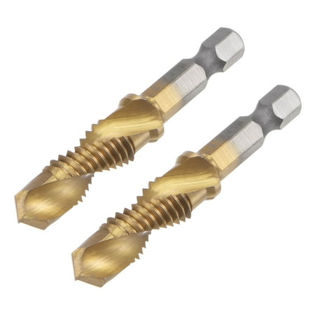 

Uxcell M10 x 1.5 Titanium Coated High Speed Steel 4341 Combination Drill Tap Bit 2 Pack
