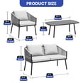 thumbnail image 3 of ModFusion 4-Seat Wicker Patio Furniture All-Weather Resistant Bistro Set with Cushions, Gray, 3 of 9