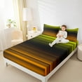 thumbnail image 4 of jejeloiu Modern Geometric Stripe Full Size Sheets,Abstract Art Bed Sheets,Neon Yellow Orange Sheet Sets For Girls Boys,Super Cozy Room Decor,4 Pieces, 4 of 7
