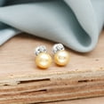 thumbnail image 2 of Rosec Jewels South Sea Pearl Stud Earrings with Diamond for Women (8 mm, AAA Quality), 10K White Gold, 2 of 8