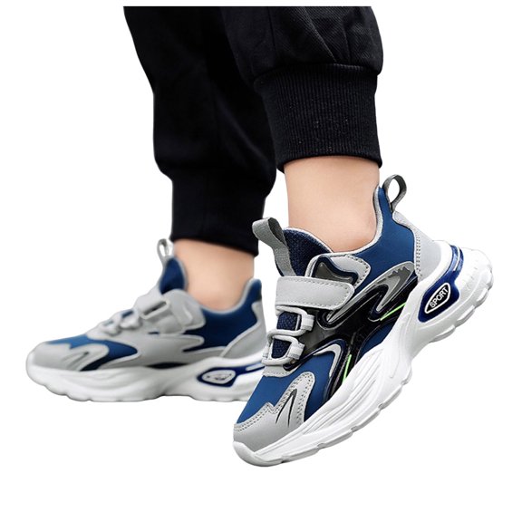 Toddler Boys Waterproof Platform Running Shoes Winter Warm Slip On Sneakers Kids Comfortable Non Slip Basketball Shoes Blue Size 2 Big Kids