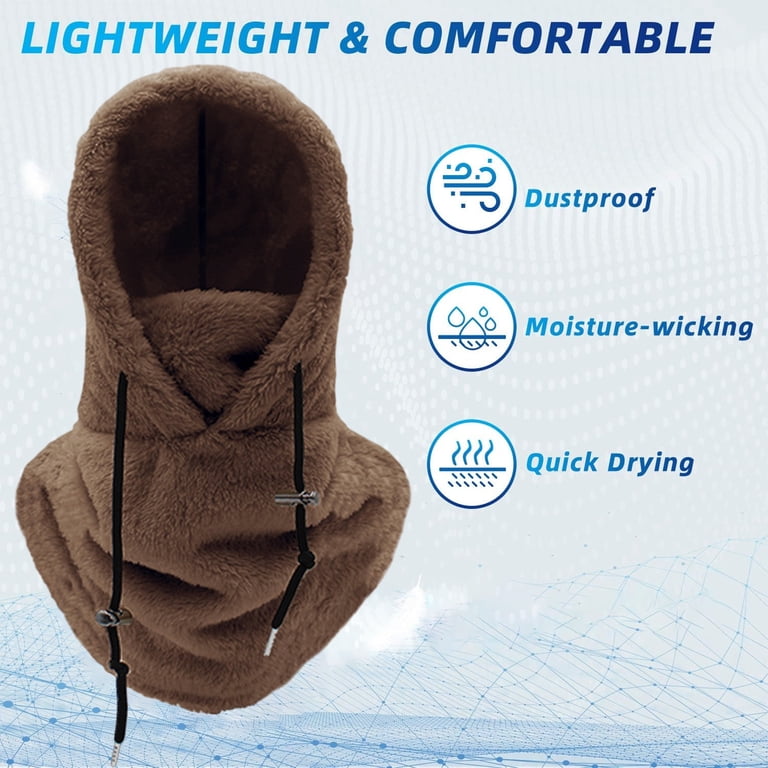 Balaclava Adjustable Drawstring Hood Cashmere Ribbed Knit Hood Adjustable Drawstring Cashmere  main image 3