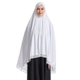 thumbnail image 2 of HAOTAGS Women's Milk Silk Solid Color Long Hijab Stretchy Muslim Head Scarf,White L, 2 of 8