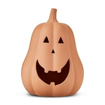 Clay Pumpkin Jack-o'-Lantern Tabletop Decor, Brown, 13", Fall Indoor by Way To Celebrate